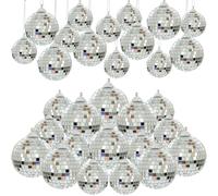 Quancru Lot de 16 boules disco argentées à suspendre - Décoration de fête - Miroir réfléchissant - Boules de Noël, mariage, anniversaire