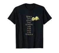 Quand la Vie Vous Donne des Citrons, Demandez du sel et de la Tequila T-Shirt Graphique avec Valeur, Homme, Noir, L