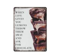Quand la vie vous donne des citrons, jetez-les et demandez du chocolat, affiche d'art mural drôle, plaque en métal au fudge sucré, décoration de culture vintage, aluminium, jardin, restaurant, salon