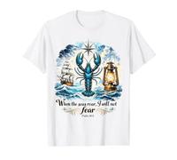 Quand Les Mers rugiront, Je n'aurai Pas Peur T-Shirt Graphique avec Valeur, Homme, Blanc, XL