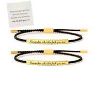Quand les mots manquent, ce bracelet parle ! Bracelets inspirants tressés faits main, ajustables, bracelet de motivation gravé en tube d'acier inoxydable, un cadeau d'encouragement pour les femmes