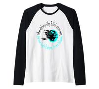 Quand Les sorcières Font de l'équitation à l'approche d'halloween Aqua Text Manche Raglan