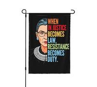 Quand l'injustice devient loi, la résistance devient un devoir. Drapeau antifasciste de jardin, 32 x 46 cm, bannière double face.