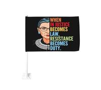 Quand l'injustice devient loi, la résistance devient un devoir. Drapeau antifasciste double face 12x18 pour voiture. Décoration de voiture.