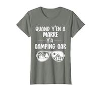 Quand y'en a marre y'a Camping Car Cadeau Papy Camping T-Shirt, Femme, Vert Kaki chiné, XXL