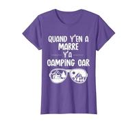 Quand y'en a marre y'a Camping Car Cadeau Papy Camping T-Shirt, Femme, Violet Chiné, L