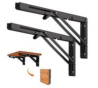 Quanerba Lot de 2 Equerre Etagere Pliante 250mm, Equerre Rabattable Murale,accessoires pour camping-car Support Console Pliable 50KG Porteur