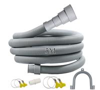 Quanerba Tuyau de Vidange Universel 1 M/2 M/3 M/4 M/5 M Pour Machines à Laver, SèChe-Linge, Lave-Vaisselle avec 1 Adaptateur, 4 Colliers de Serrage, 1 Support de En U (5M)