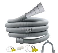 Quanerba Tuyau de Vidange Universel 1 M/2 M/3 M Pour Machines à Laver, SèChe-Linge, Lave-Vaisselle avec 1 Adaptateur, 4 Colliers de Serrage, 1 Support de En U (3M)