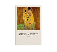 QUANHAIUSUU Gustav Klimt Der Kuss The Kiss Poster HD sur toile pour salon, chambre à coucher, bureau, décoration artistique créative cadeau