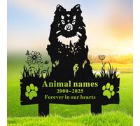 Quanqiuyi Plaque commémorative personnalisée de Poméranie - Marqueur funéraire personnalisé pour petit chien, pierre tombale en métal imperméable avec piquet de jardin pour cour, cadeau de