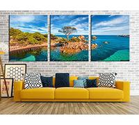 QUANQUAN Tableau Multi Panneau 3 Parties,Tableau Deco XXL, Impression sur Toile 3 Pieces Météo en Corse Mur Art Affiche pour Salon Décor À La Maison，Tableau Decoration Murale Salon avec Cadre