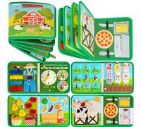 Quanquer Busy Board - Livre Occupé de Ferme Montessori pour 1 2 3 Ans Enfants - Planche d'Activités Jouet Éducatif Sensoriel Préscolaire -Jouets de Voyage pour Tout-Petits (English Version)