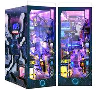 Quanquer DIY Book Nook avec Protection Contre la poussière et lumière LED 3D en Bois Booknook, Puzzle en Bois 3D Booknok Noël Halloween Anniversaire idées pour 14 Ans (Cyberpunk)