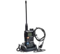 QUANSHENG UV-5R Plus Talkie Walkie Longue Portée avec Oreillette en D Forme et Micro PTT VHF UHF 200 Canaux Radio Portable Rechargeable Professionnelle AM/FM/DTMF, VOX, Fréquence Copie,NOAA Météo
