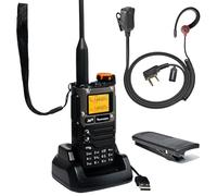 Quansheng UV-K5(8) Orange VHF UHF Portable Walkie Talkie FM NOAA UV-K6 Radio bidirectionnelle pour l'extérieur/l'entreposage et la logistique/la Navigation (Noir, avec Oreille Rouge en Forme de G)
