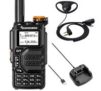 QUANSHENG UV-K5 Talkie Walkie Longue Portée avec Oreillette en D Forme et Micro PTT VHF UHF 200 Canaux Radio Portable Rechargeable Professionnelle AM/FM/DTMF, VOX, Fréquence Copie,NOAA Météo