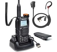 Quansheng UV-K5 VHF UHF Walkie Talkie Portable Radio Rechargeable pour Studio/extérieur/Voiture (avec oreillette Rouge en Forme de G)