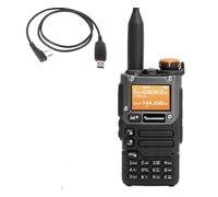 QUANSHENG UVK5(8) AM/FM/DTMF Walkie Talkie 200 Channel Band Ham 5W Dispositif Radio Portable bidirectionnel avec FM - LCD Display VOX Réplication Frequency W/USB Programmation Cable (1pc)