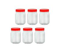 QUANTA Lot de 6 bocaux en plastique transparent avec couvercles à vis (500 ml) - hermétiques, empilables et durables pour bonbons, épices, céréales, travaux manuels - Sans BPA, réutilisables et
