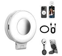 Quantifty 3 en 1 Lampe de Selfie Magnétique pour Téléphones, Lumière Selfie Magnétique avec Miroir, 360° LED Selfies Anneau Lumière de Remplissage d'Anneau Créateur Kit Créateur pour Selfies
