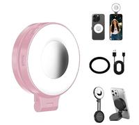 Quantifty 3 en 1 Lampe de Selfie Magnétique pour Téléphones, Lumière Selfie Magnétique avec Miroir, 360 ° LED Selfies Anneau Lumière de Remplissage d'Anneau Créateur Kit Créateur pour Selfies