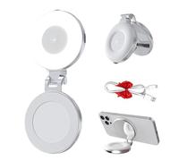 Quantifty Lampe à selfie magnétique 3 en 1 pour téléphone, lumière à selfie magnétique, pliable à 360 ° avec miroir, 3 modes d'éclairage réglables (blanc)
