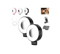 Quantifty Lot de 2 lampes à selfie magnétiques 3 en 1 pour téléphone, lumière magnétique portable avec miroir, anneau lumineux pliable à 360°, trois températures de couleur douce, pour enregistrement
