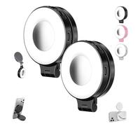 Quantifty Lot de 2 lampes magnétiques 3 en 1 pour selfie, pour téléphone, lumière magnétique avec miroir, rotation à 360 °, pour portrait de nuit, diffusion en direct (noir, 2 pièces)