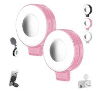 Quantifty Lot de 2 lampes magnétiques 3 en 1 pour selfies, lumière magnétique de téléphone avec miroir, rotation à 360 °, pour portrait de nuit, diffusion en direct (rose, 2 pièces)
