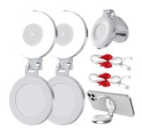 Quantifty Lot de 2 lampes magnétiques 3 en 1 pour selfies - Pour selfies - Pliable à 360° - Avec miroir - 3 modes d'éclairage réglables - Blanc