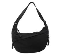 Quantifyn/Corelration Bag, Women's Fashion Plain Color Nylon Crossbody Hobo Bags, Lightweight Crescent Bags (Black)