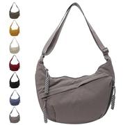Quantifyn Crossbody Bag, Casual Hobo Dumpling, Women's Fashion Plain Color Nylon Crossbody Hobo Bags (Gray)