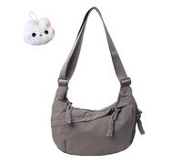 Quantifyn Crossbody Bag, Fashion Plain Color Nylon Crossbody Hobo Bag, Built-in Compartments for Easy Storage (Gray)