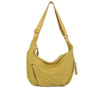 Quantifyn Crossbody Bag, Quantifyn Women Fashion Plain Color Nylon Crossbody Hobo Bag, 3 Woven Zippered Pockets, Adjustable Strap, Divider Inside (jaune)