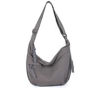 Quantifyn Crossbody Bag, Quantifyn Women Fashion Plain Color Nylon Crossbody Hobo Bag, 3 Woven Zippered Pockets, Adjustable Strap, Divider Inside (gris)