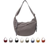 Quantifyn Crossbody Bag, Quantifyn Women Fashion Plain Color Nylon Crossbody Hobo Bag, Adjustable Strap, Lightweight (Gray)