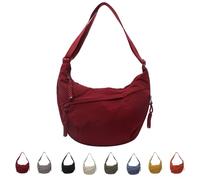 Quantifyn Crossbody Bag, Quantifyn Women Fashion Plain Color Nylon Crossbody Hobo Bag, Adjustable Strap, Lightweight (Red)