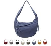 Quantifyn Crossbody Bag, Quantifyn Women Fashion Plain Color Nylon Crossbody Hobo Bag, Adjustable Strap, Lightweight (Blue)