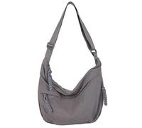 Quantifyn Crossbody Bag,Quantifyn Women's Fashion Plain Color Nylon Crossbody Hobo Bag, Divider Inside, Adjustable Strap (Gray)