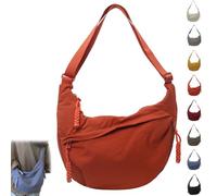 Quantifyn Crossbody Bag, Quantifyn Women's Fashion Plain Color Nylon Crossbody Hobo Bag, Divider Inside, Adjustable Strap (Orange)