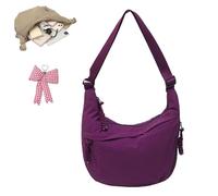 Quantifyn Crossbody Bag, Women Fashion Plain Color Nylon Crossbody Hobo Bag, Divider Inside Adjustable Strap for All Daily (Purple)