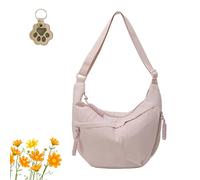 Quantifyn Crossbody Bag, Women's Fashion Plain Color Nylon Crossbody Bag with Divider Inside, Adjustable Strap (Pink*A)