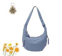 Quantifyn Crossbody Bag, Women's Fashion Plain Color Nylon Crossbody Bag with Divider Inside, Adjustable Strap (Blue*A)