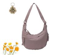 Quantifyn Crossbody Bag, Women's Fashion Plain Color Nylon Crossbody Bag with Divider Inside, Adjustable Strap (Pink)