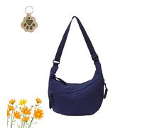 Quantifyn Crossbody Bag, Women's Fashion Plain Color Nylon Crossbody Bag with Divider Inside, Adjustable Strap (Blue)