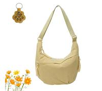 Quantifyn Crossbody Bag, Women's Fashion Plain Color Nylon Crossbody Bag with Divider Inside, Adjustable Strap (Yellow)