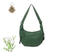Quantifyn Crossbody Bag, Women's Fashion Plain Color Nylon Crossbody Bag with Divider Inside, Adjustable Strap (Green)