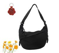 Quantifyn Crossbody Bag, Women's Fashion Plain Color Nylon Crossbody Bag with Divider Inside, Adjustable Strap (Black)