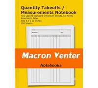 Quantity Takeoffs Sheet for Construction Plan Measurements and Calculations: 200 Standard Dimension Paper Sheets No Horizontal Lines - Ruled Both Sides (Two-Leaved Page Format)